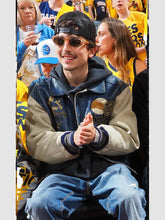 Timothee Chalamet Avirex Varsity Leather Jacket Blue